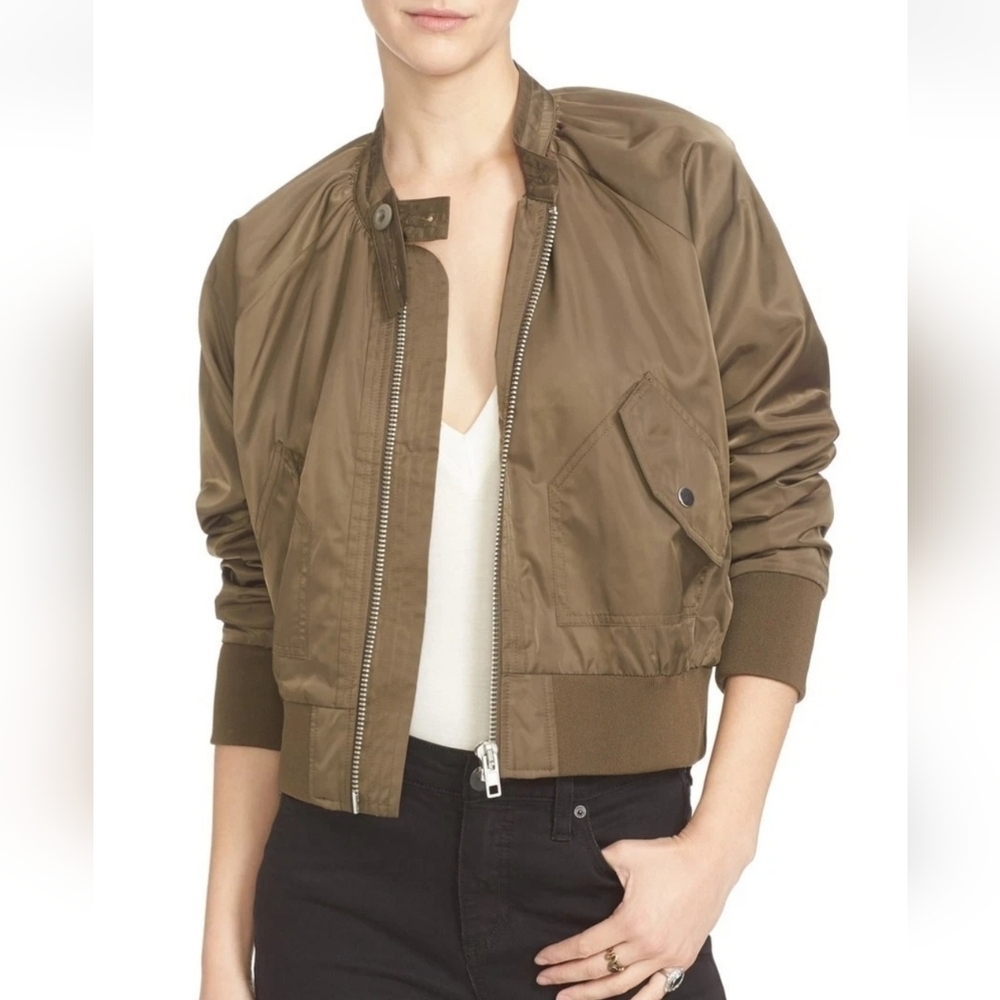 Free People Midnight Bomber Full Zip Jacket Size S Moss (Green) MSRP$78